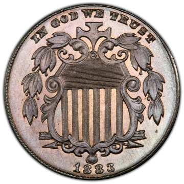 1883 5C Shield Shield Nickel PCGS MS67+ (CAC) GEM..TOP POP....